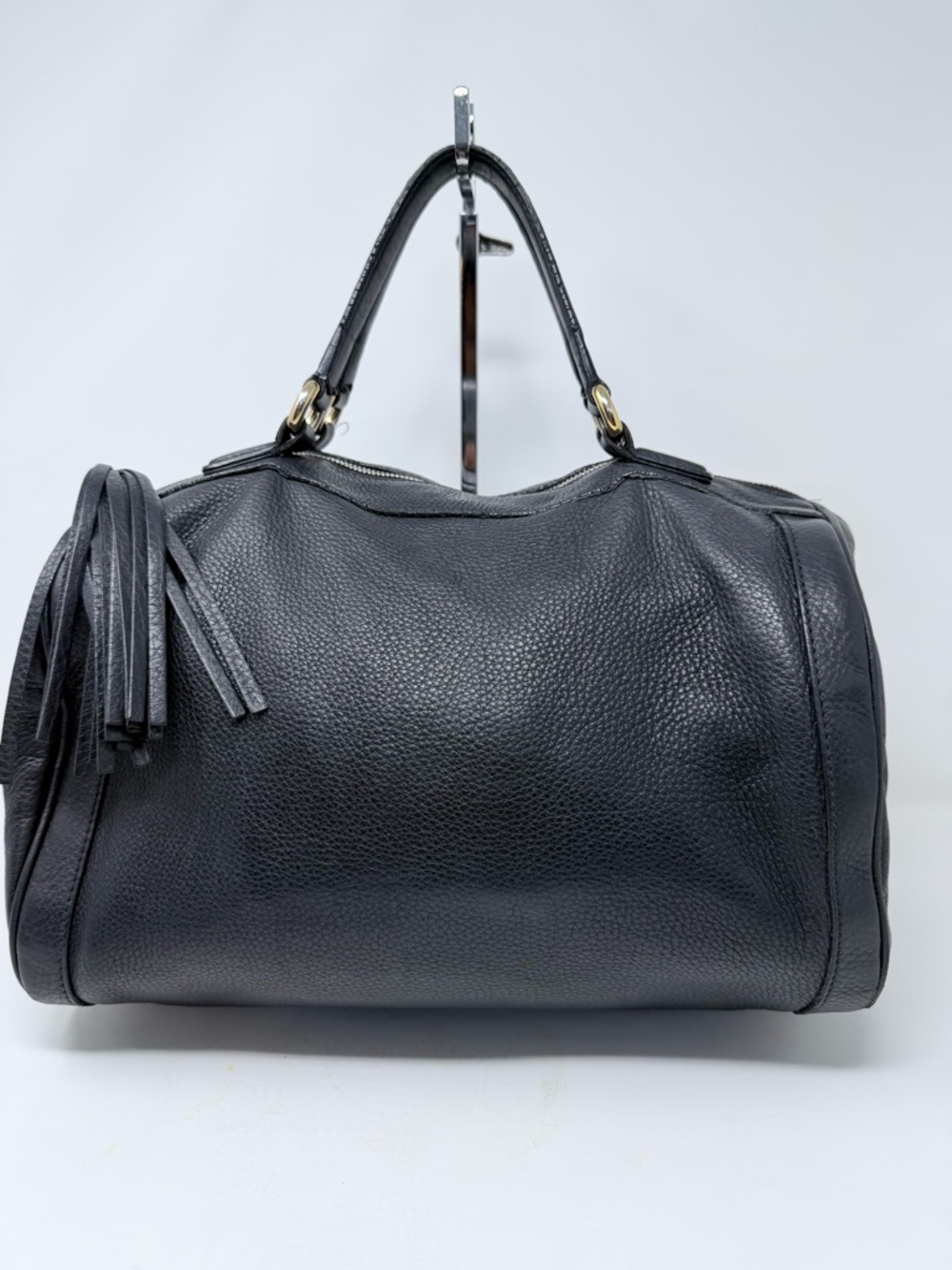 Gucci Black Pebbled Leather Barrel Hobo Satchel - Picture 10 of 10